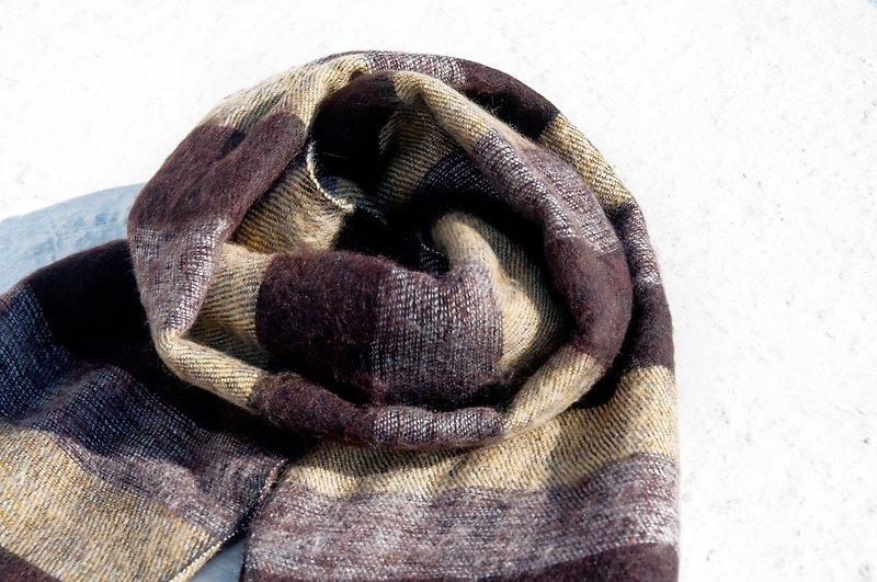 Wool shawl / knit scarf / knit shawl / blanket / pure wool scarf / wool shawl - coffee milk - Knit Scarves & Wraps - Wool Multicolor