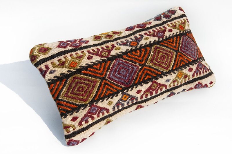 土耳其地毯抱枕套 羊毛抱枕套 kilim圖騰地毯枕頭套-歐洲貴族風 - 枕頭/咕𠱸 - 羊毛 多色