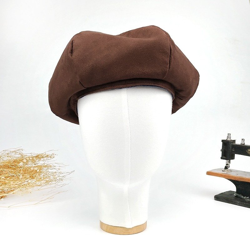 Handmade double-sided Berets - Hats & Caps - Genuine Leather Brown