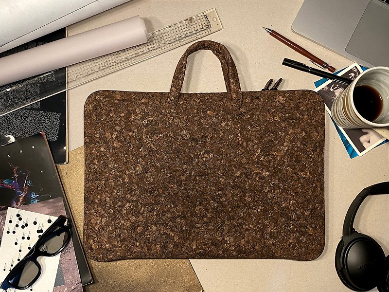 環保材質 手袋/手提袋 黑色 - 環保軟木原創MAC筆記本手提包 可客製