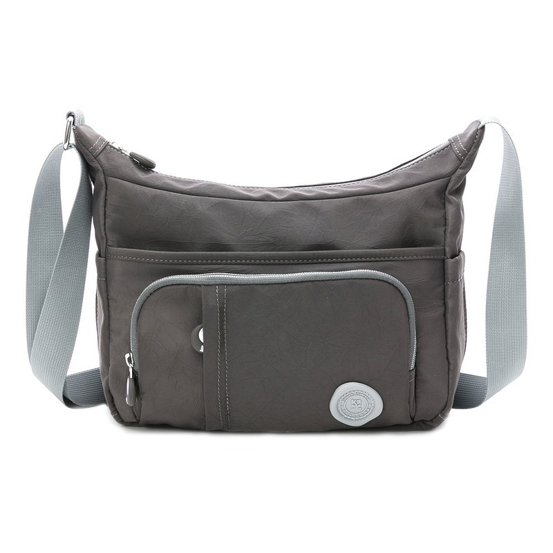 【ANDERSON BELL】 River Crinkled Hobo Bag - Mist Grey - Messenger Bags & Sling Bags - Nylon Gray