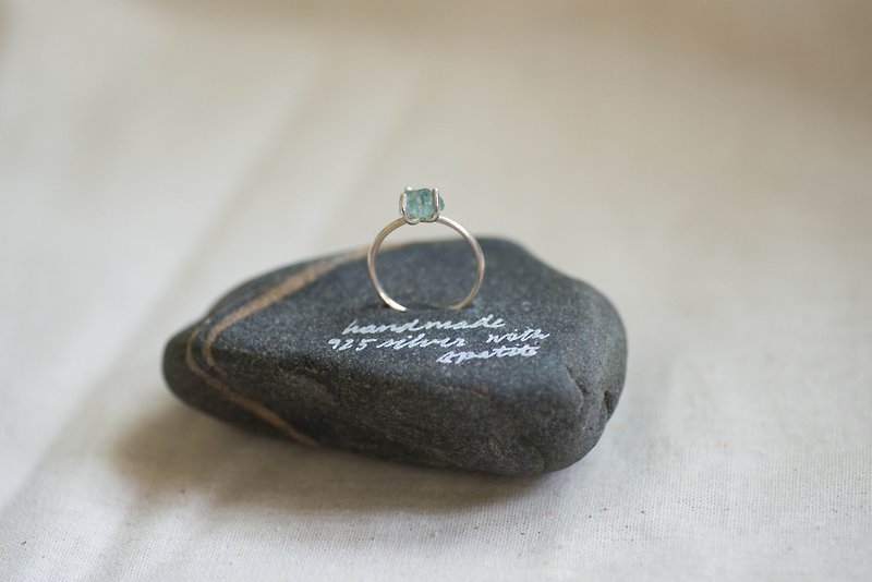 大自然之美::磷灰石純銀戒指-2 - 戒指 - 寶石 銀色