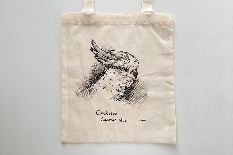 Pure hand-painted bird cotton shopping bag ‧ Bataan - Handbags & Totes - Cotton & Hemp 