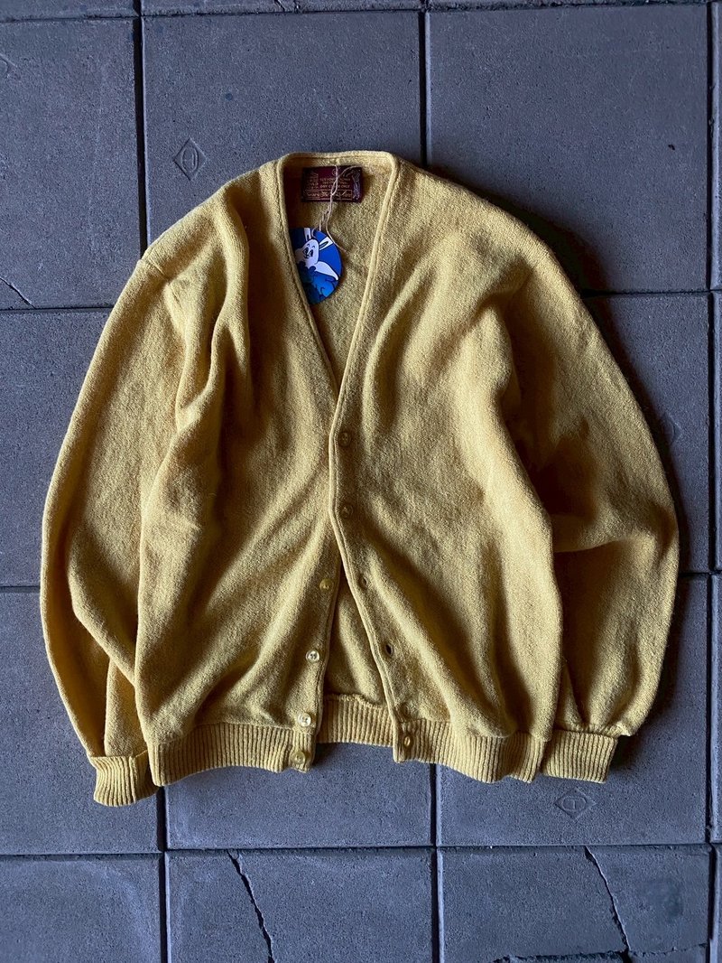 --兩光師古著--King's Road黃色羊毛開襟毛衣 - 男夾克/外套 - 其他材質 黃色