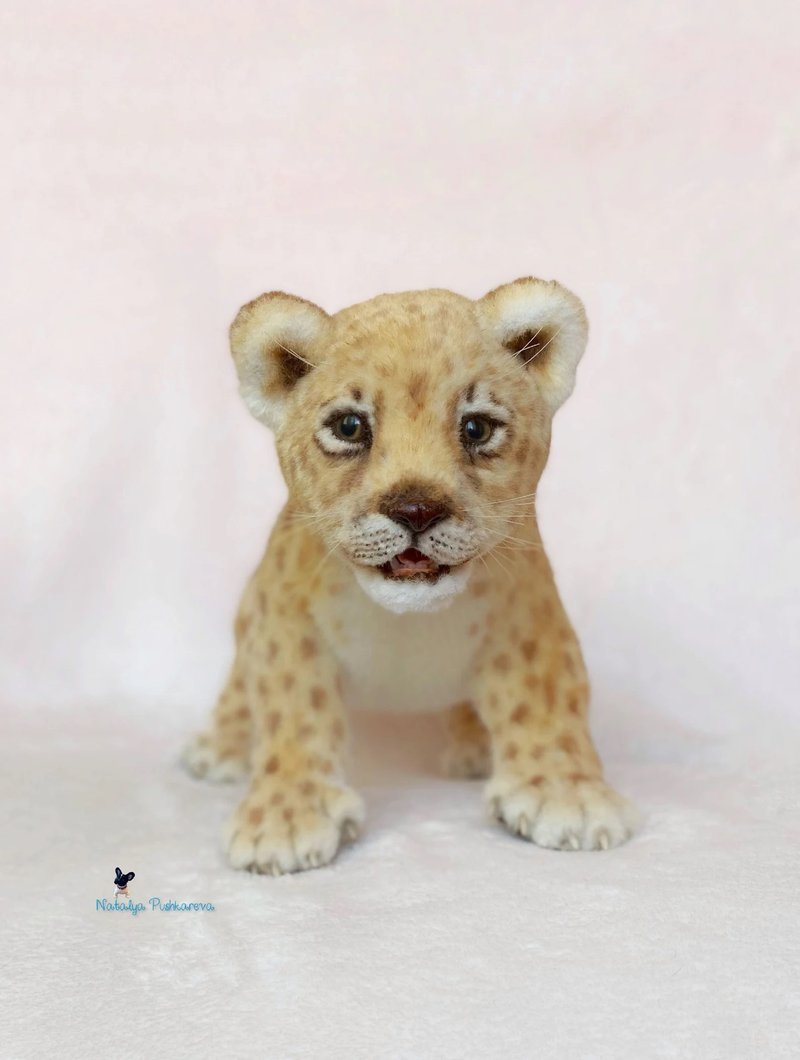 lion cub realistic toy - Stuffed Dolls & Figurines - Cotton & Hemp Gold