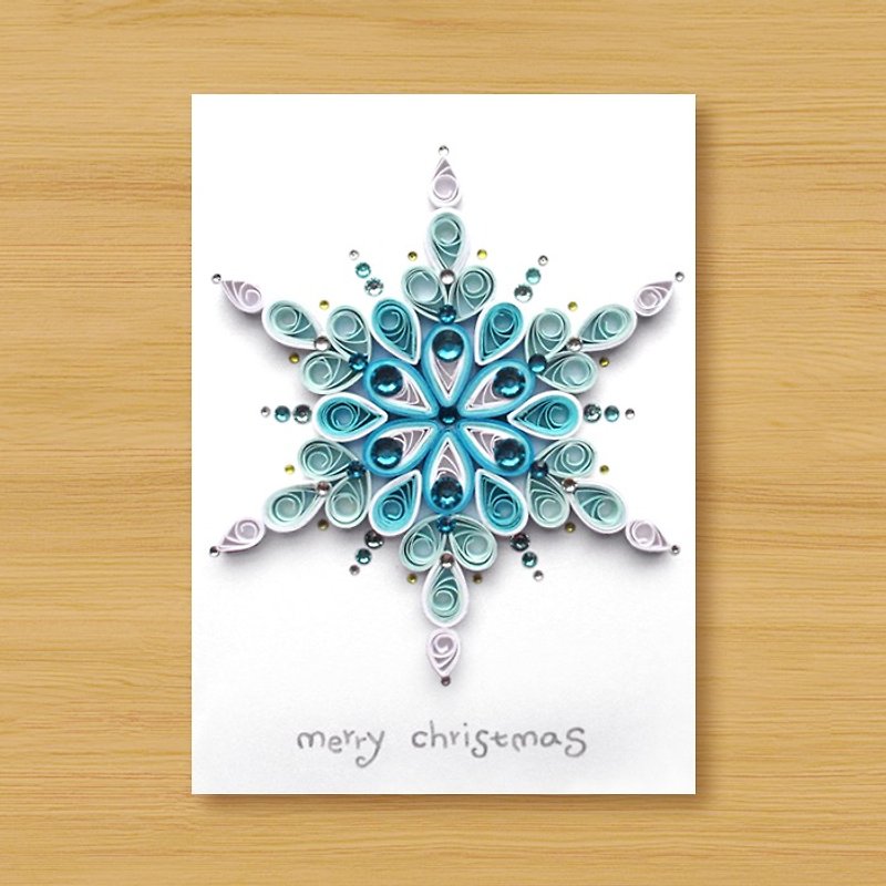 Handmade Roll Paper Stereo Card _ Ice Crystal Snowflake Christmas Blessing _A ..... Christmas Card, Christmas - Cards & Postcards - Paper Blue