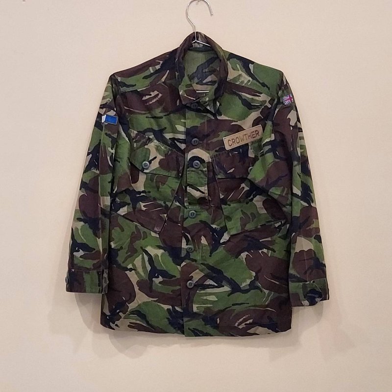 1960's英國公發迷彩拉鍊棉質夾克 軍用襯衫外套H款 英國製老品完 - 男襯衫/休閒襯衫 - 棉．麻 綠色