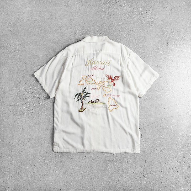 Houston 刺繡襯衫 / Vintage古著 - 男襯衫/休閒襯衫 - 棉．麻 白色