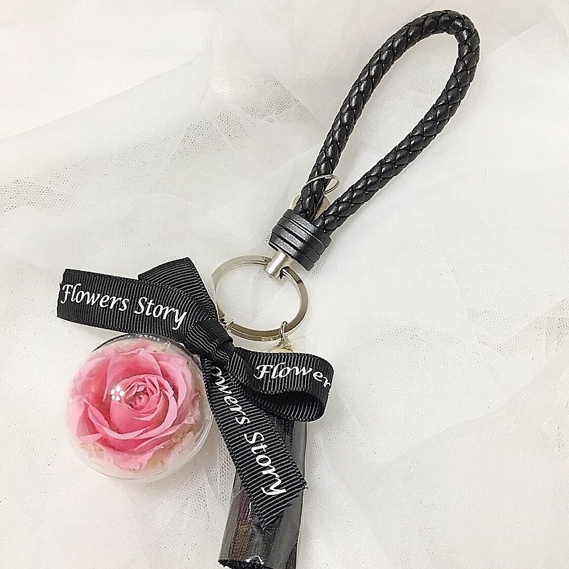 永生玫瑰鑰匙圈-黑粉配色 - 鑰匙圈/鑰匙包 - 植物．花 
