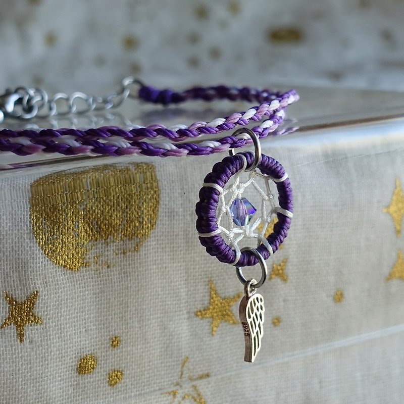Mini dream catcher bracelet │ universe purple │ waterproof material - สร้อยข้อมือ - วัสดุกันนำ้ สีม่วง