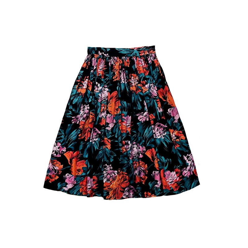 Vintage USA Floral Skirt 美國古著花柄半身裙 - 裙子/長裙 - 棉．麻 多色