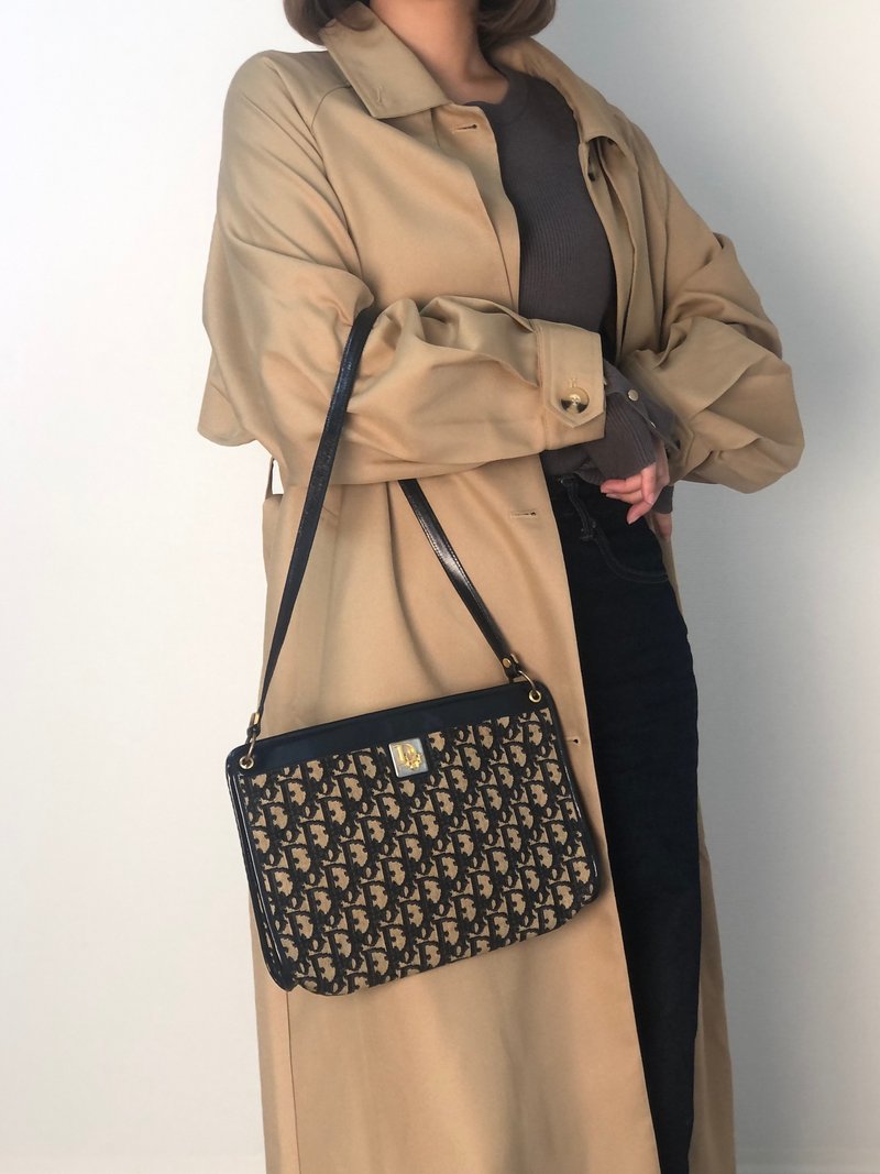 【 日本直送 名牌中古包 】Christian Dior 克裡斯汀‧迪奧 緹花 側肩包 海軍藍 Logo 57rizh - 側背包/斜背包 - 棉．麻 藍色