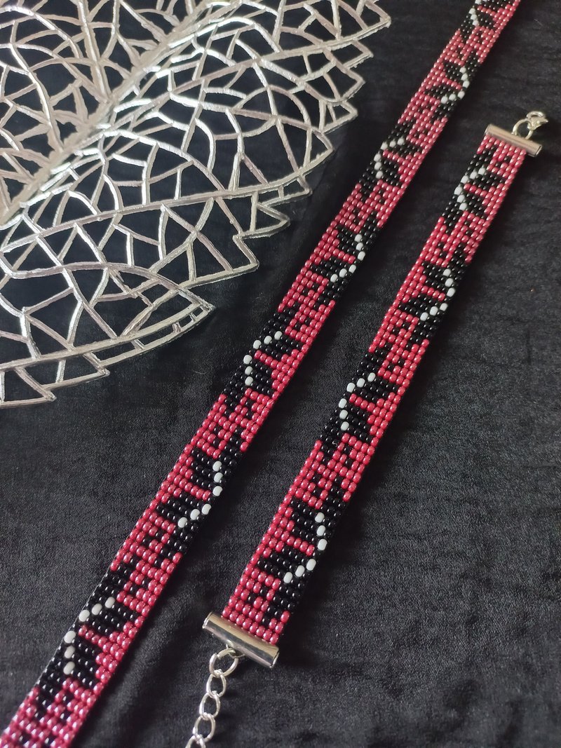 Czech beads Choker and bracelet set flowers handmade jewelry - 其他 - 琉璃 多色