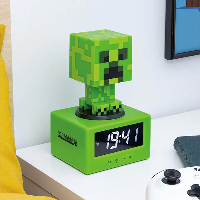【Minecraft Wheat Block】 Creeper Figure 3-in-1 Alarm Clock Luminous Shape Night Light - Lighting - Plastic 