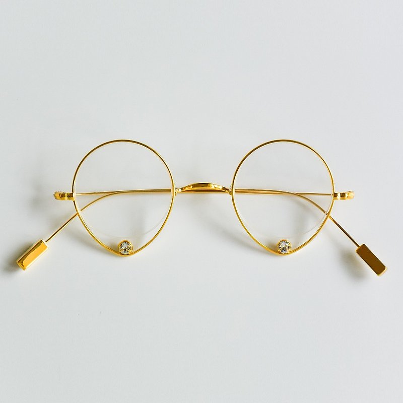 Japan made glasses _Cry City_gold_ jewelry / Swarovski Cry / reading - Glasses & Frames - Other Metals Gold