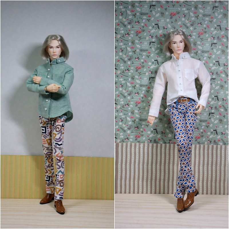pants+ shirt DOLL CLOTHES Nine Eight Momoko Bts outfits - Other - Cotton & Hemp Multicolor