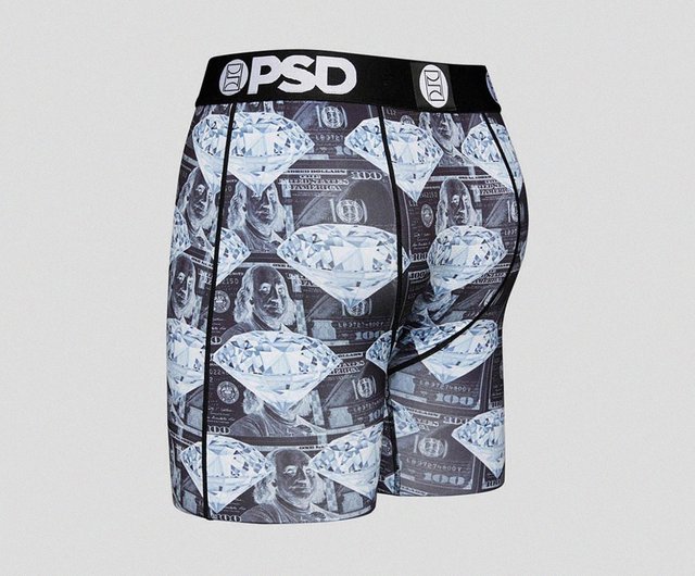 PSD Underwear MONEY LUX-Flat Boxer-Inverted Benjamin-Charcoal Gray