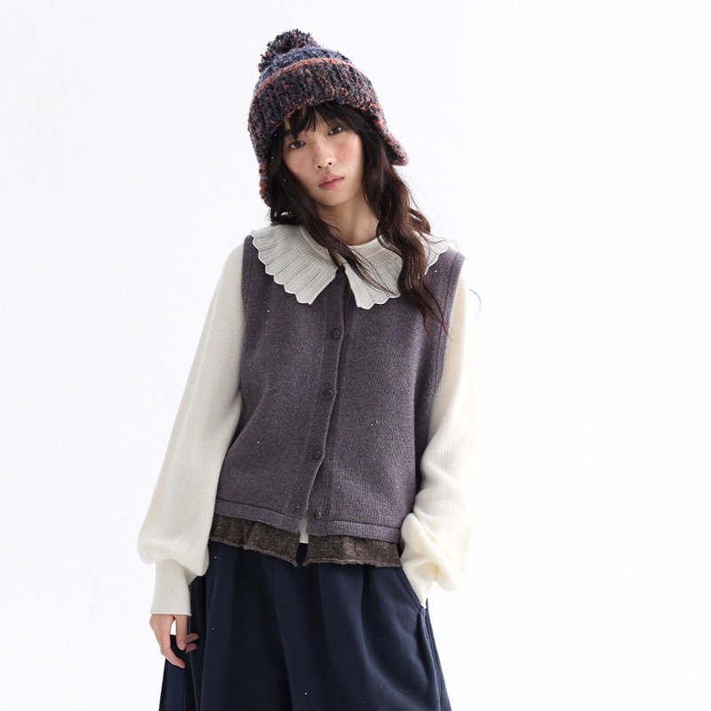 荷葉邊拼接兩穿背心|馬甲|兩色|冬款|Sora-2006 - 女裝 背心 - 羊毛 多色