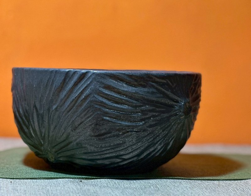 墨金 大型風痕盆器 03  19cm手工花器 黑陶植栽盆 自然紋理盆器 - 盆栽/植栽 - 陶 黑色