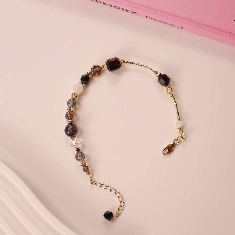 rotten. Silver Stone black hair crystal black strawberry 14K gold-filled crystal ore design bracelet - Bracelets - Crystal Black