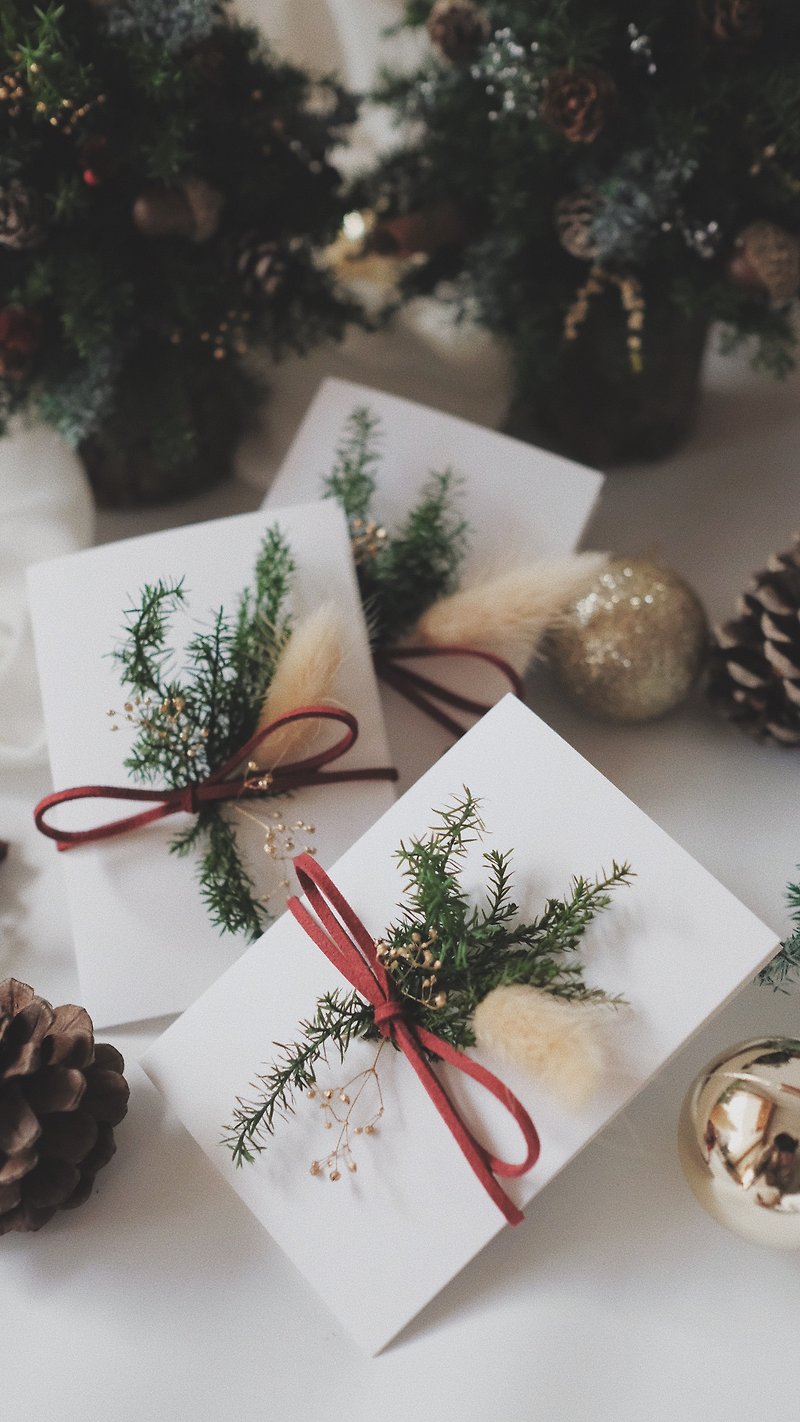 ::Witherless cedar handmade Christmas card:: Christmas card handmade card dry flower eternal flower non-simulation - การ์ด/โปสการ์ด - พืช/ดอกไม้ 