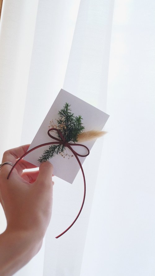 プリザーブドシダー手作りクリスマスカード】クリスマスカード 手作り
