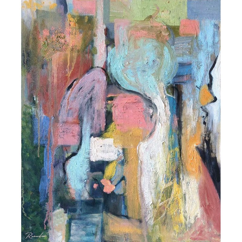 【CL藝術系列】無題 Untitled－手繪抽象油畫 居家裝飾/掛畫 - 擺飾/家飾品 - 亞麻 多色