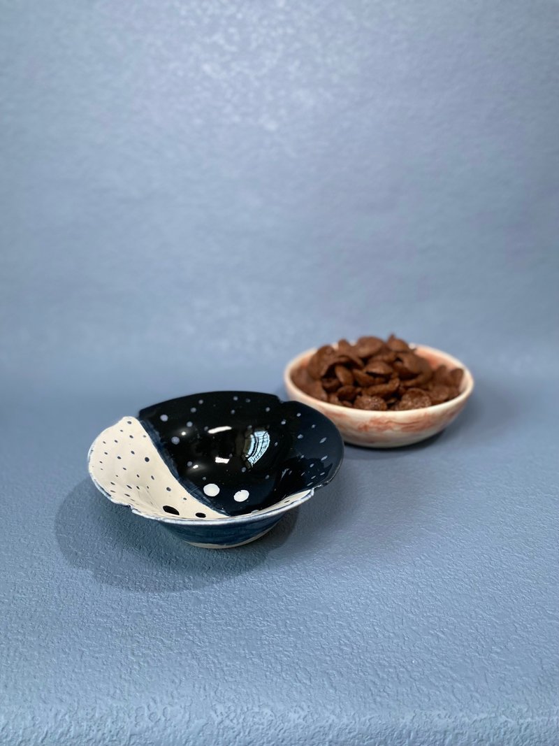 Liangyi sun and moon blue and white handmade ceramic bowl - unique series - Bowls - Pottery Blue