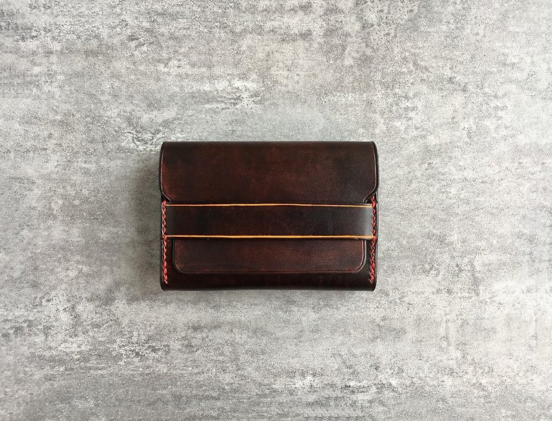Handmade brown business card case / leather card wallet - ที่เก็บนามบัตร - หนังแท้ สีนำ้ตาล