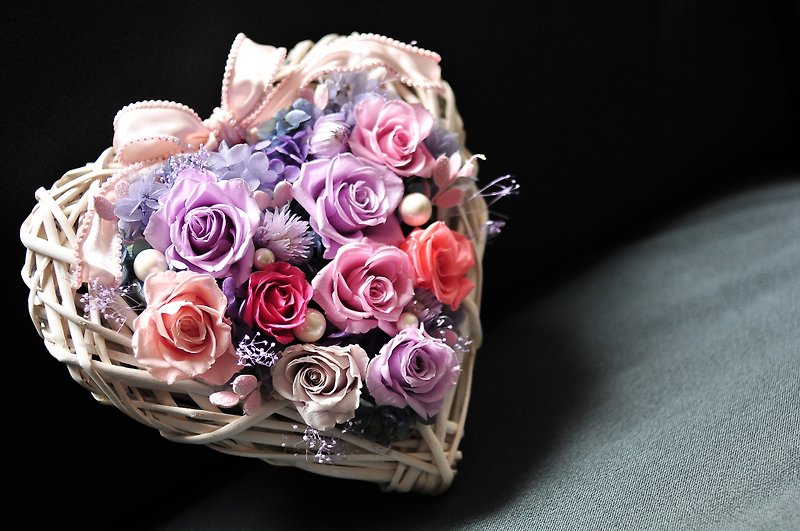 バラのハートのローズハートフラワーWreath│スターの花輪 - 観葉植物 - 寄せ植え・花 ピンク