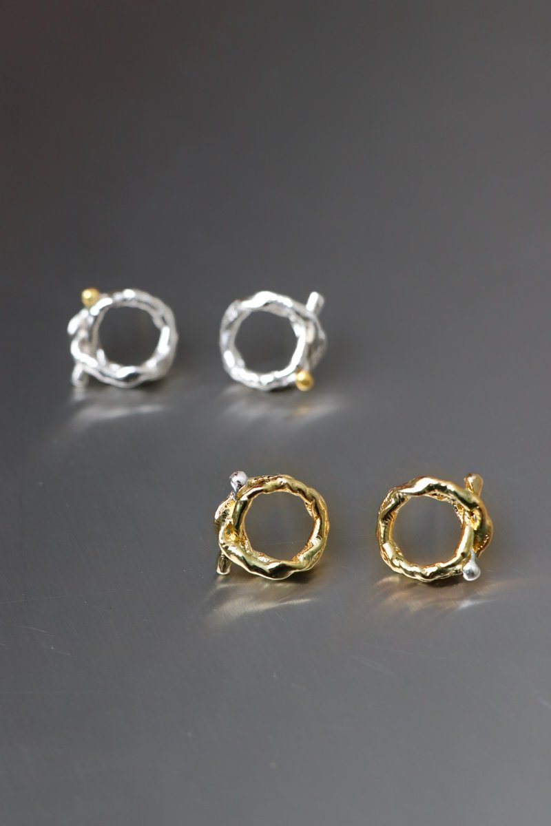 class a 不對稱經典 鍍金耳環 earrings - 耳環/耳夾/耳骨夾 - 銅/黃銅 金色