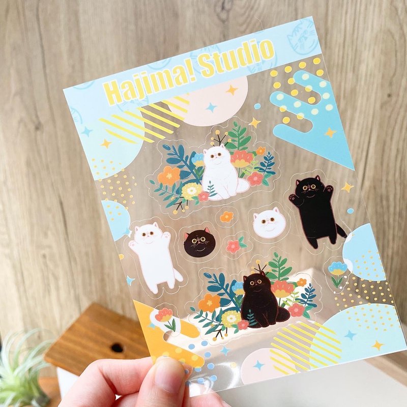 【Hajima Studio】Transparent Waterproof Exotic Cat Sticker Handbook Sticker - สติกเกอร์ - พลาสติก สีใส