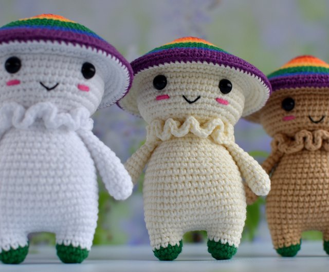 プライドマッシュルームかぎ針編み/レインボーマッシュルーム/LGBTQ