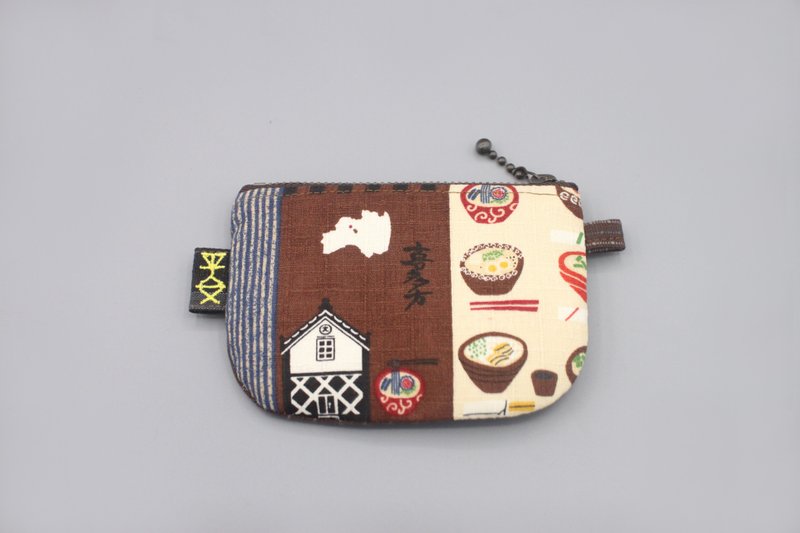 平安零錢包-日本拉麵,雙面雙色日本布包,精緻小包 - 零錢包/小錢包 - 其他材質 咖啡色