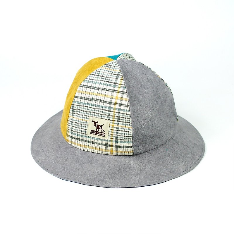 Handmade double-sided hat - หมวก - ผ้าฝ้าย/ผ้าลินิน สีเทา