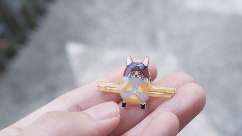 Pilot Corgi Handmade Pin - 徽章/別針 - 塑膠 