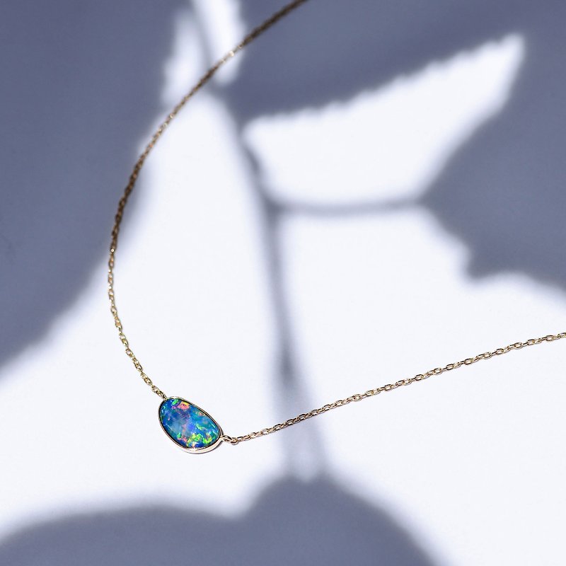 K18 YG / K 18 PG × Opal Azure Blue - Necklace - - Necklaces - Other Metals Gold