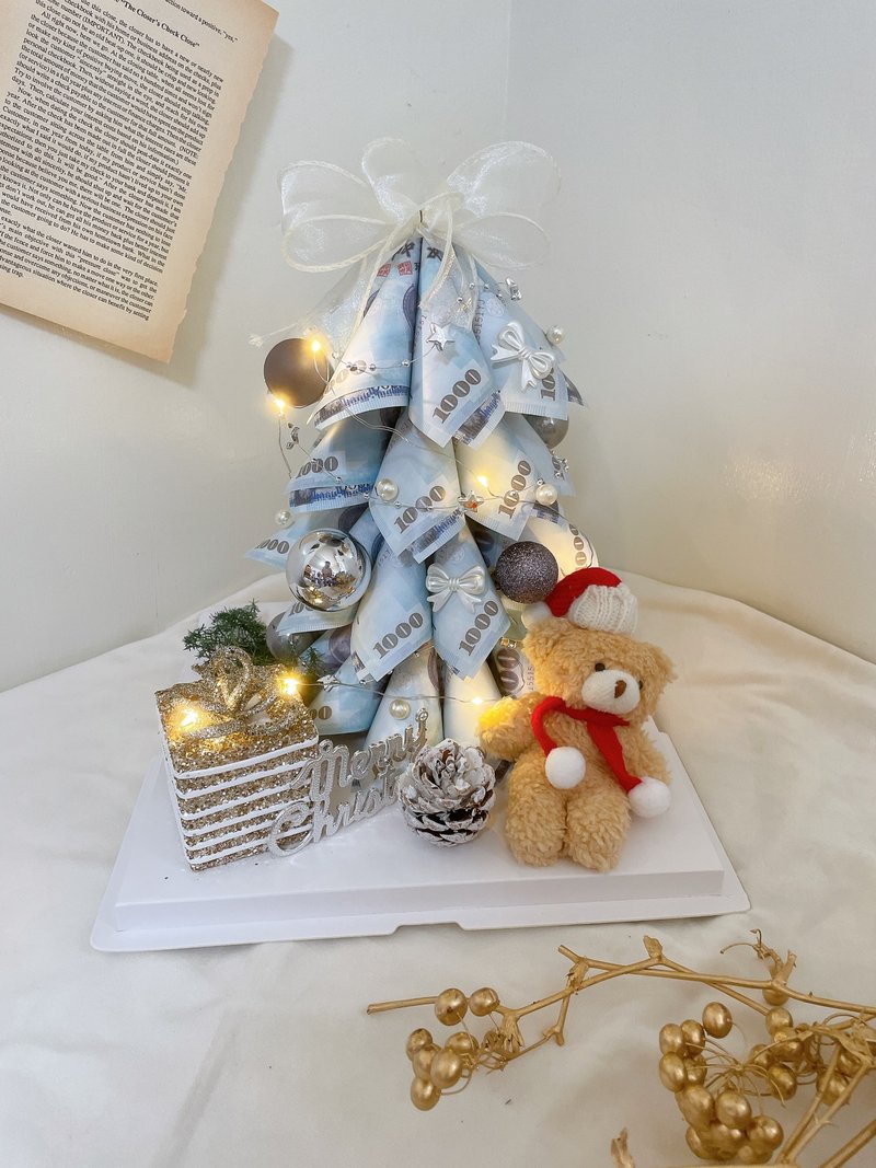 banknote Christmas tree/Christmas tree/banknote flower/Christmas gift/money flower/banknote flower/banknote bouquet - ของวางตกแต่ง - พืช/ดอกไม้ หลากหลายสี