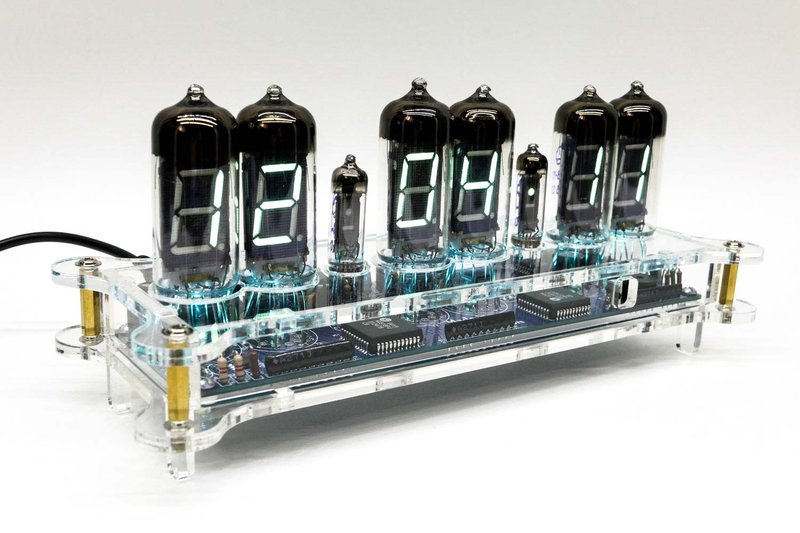 YULIA Desk Clock IV-11 or IV-12 VFD Tubes + Clear case + Remote + RGB Nixie Era! - Gadgets - Plastic Transparent