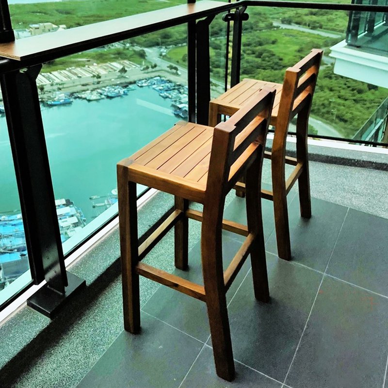 [Jidi City 100% Teak Furniture] RPCH026A Teak Backrest Table Chair Chair Leisure Chair - Chairs & Sofas - Wood Brown