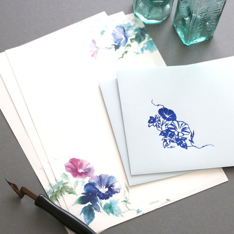 morning glory letter set - Envelopes & Letter Paper - Paper Blue