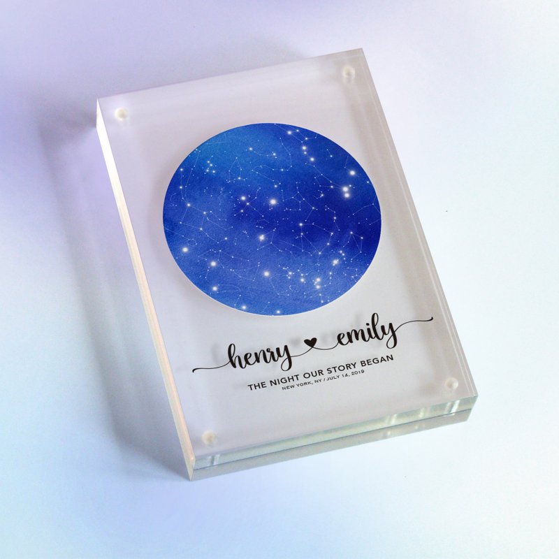 客製化指定日子的星空亞克力 送老婆 結婚週年紀念日 生日禮物 - 擺飾/家飾品 - 紙 藍色