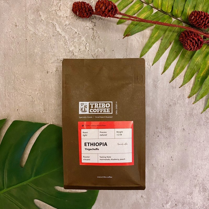 TRIBO COFFEE - Ethiopia • Yirgacheffe sun-dried light roast (half pound of coffee beans) - Coffee - Other Materials 