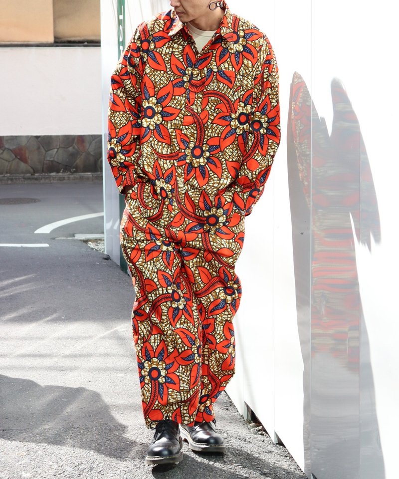 AFRICA EASY TUCK PANTS(ENERGETIC) - 中性長褲/短褲 - 聚酯纖維 橘色