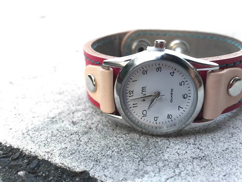 STITCH A watch that you want to wear every day Stitch Run Watch Unisex OK SRW-RHW-TS - นาฬิกาผู้หญิง - หนังแท้ สีแดง