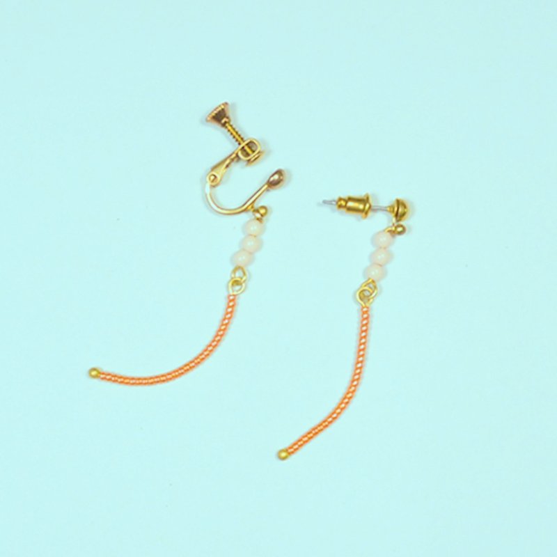 Peach orange color and good spirit - Earrings & Clip-ons - Other Materials Multicolor