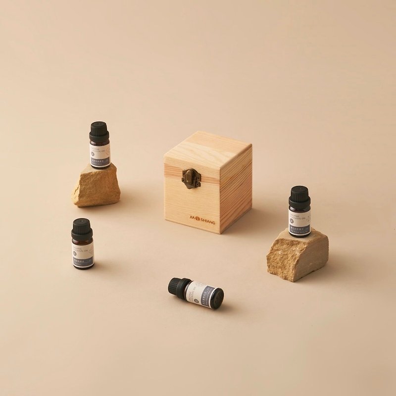 茶香精油獨家木盒組 - 香氛/精油/擴香 - 玻璃 卡其色