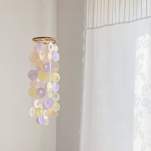 HO’ USE PRE-MADE | Lisbon Boutique-Sunshine-Round Donut| Shell Wind Chime Mobile |#0-408