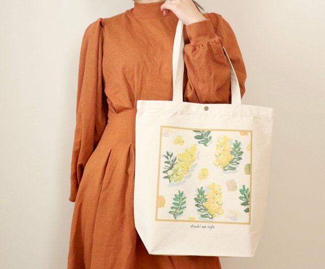 Oranges Vine Hand Painted Bag Cute Canvas Tote Bag Eco 