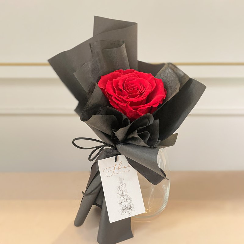 Velvet Red Single Everlasting Rose Bouquet (Big Round Rose) - Dried Flowers & Bouquets - Plants & Flowers Red